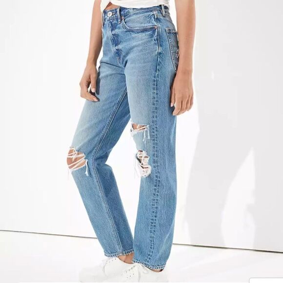 EXCELLENT DISTRESSED CONDITION SIZE 6 AMERICAN EAGLE 905 BOYFRIEND HI-RISE JEANS - Picture 1 of 10